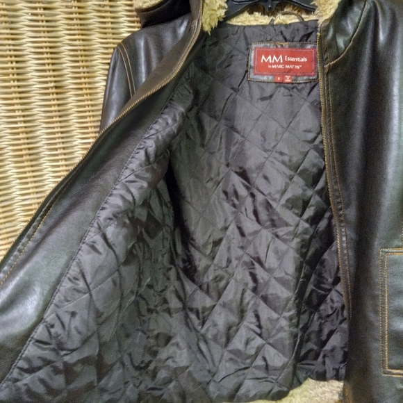 MM Essentials Marc Mattis Hoodie Jacket Brown Faux Leather Quilti edSize S/38 - Picture 5 of 10